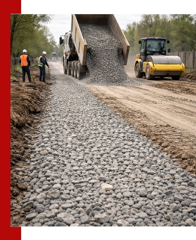 Доставка щебня для отсыпки дорог в Искитиме высокого качества