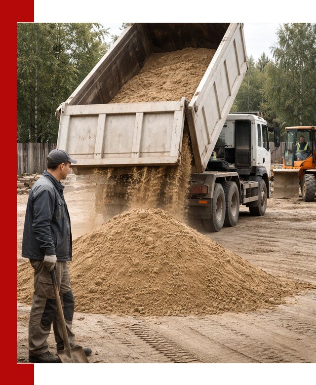 Доставка и продажа песка с разгрузкой в Искитиме