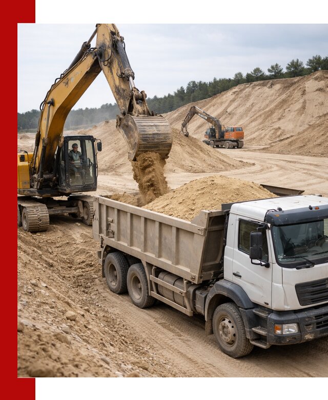 Доставка карьерного песка с самосвалами и разгрузкой в Искитиме