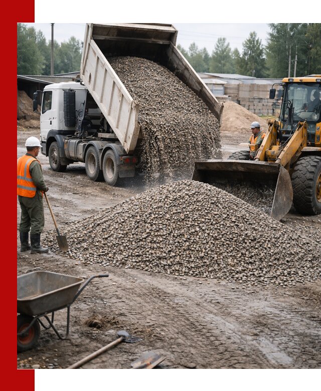 Мытый гравий с доставкой в Искитиме от карьера до участка