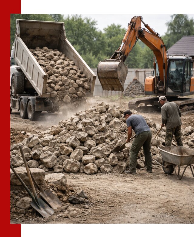 Доставка и разгрузка бутового камня в Искитиме