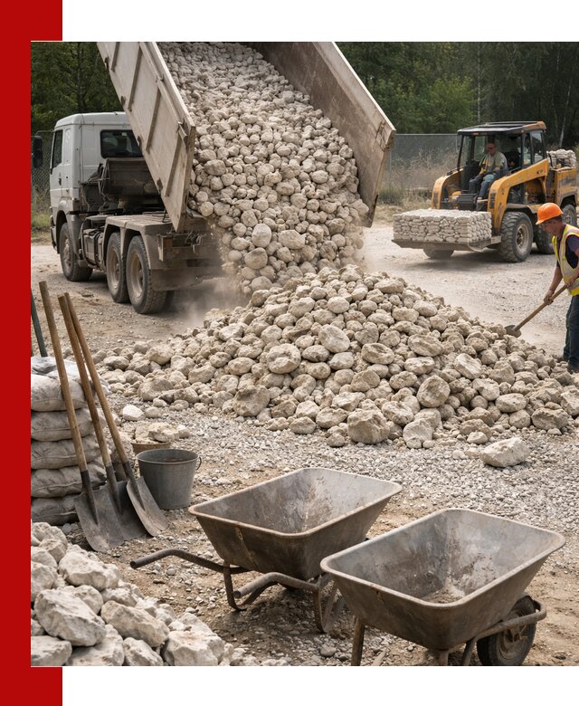 Доставка и продажа бутового известнякового камня в Искитиме