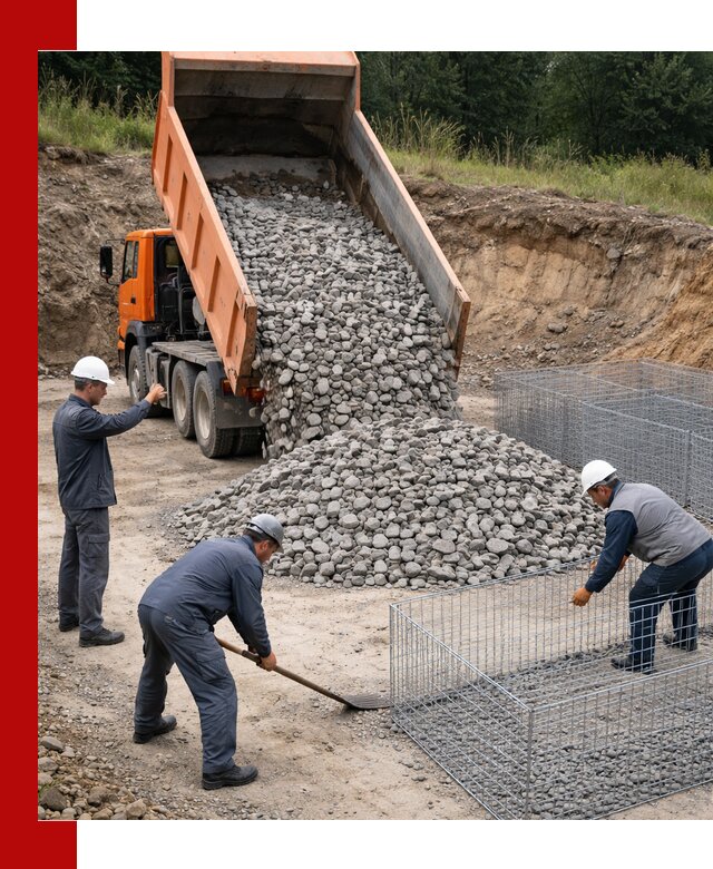 Камень для габионов с доставкой в Искитиме быстро и надёжно