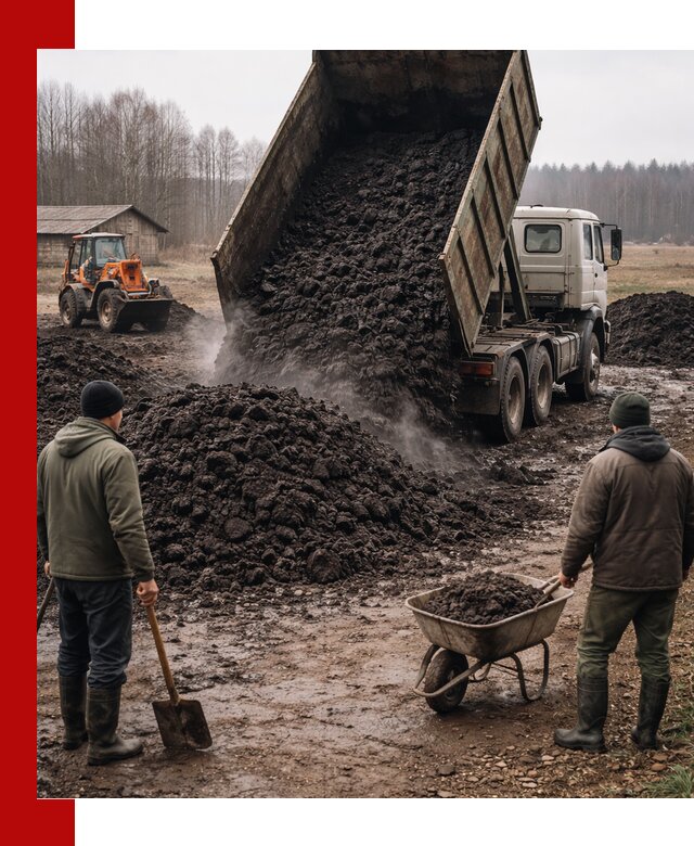 Доставка низинного торфа с разгрузкой и доставкой в Искитиме