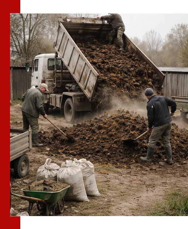 Доставка коровьего навоза самосвалом в Искитиме