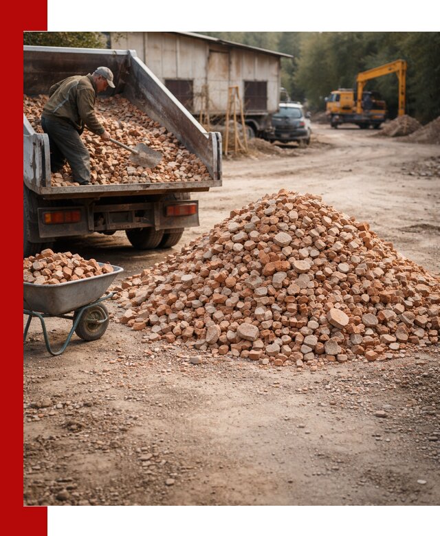 Доставка и подушка из боя кирпича с разгрузкой в Искитиме