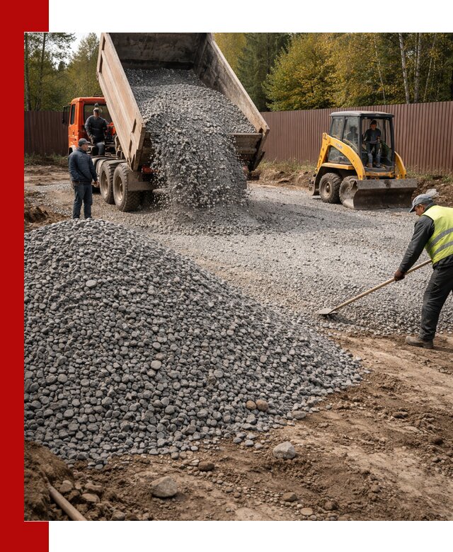 Отсыпка участка щебнем с доставкой и уплотнением в Искитиме